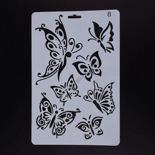 Plastová šablóna 25,9 x 17,4 cm - motýle - motív č. 8