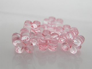 Plastové korálky - kvietok 9x5 mm - ružová -10 ks