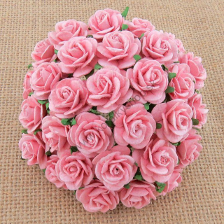 Papierový kvet - ruža - 20 mm -baby ružová - 10 ks