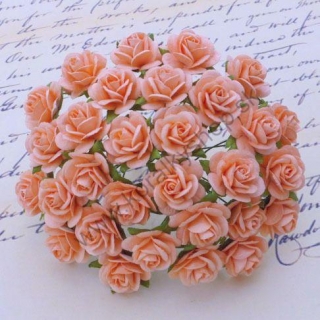 Papierový kvet - ruža - 15 mm - broskyňová - 10 ks