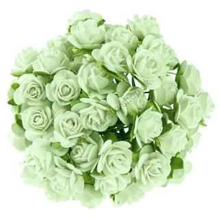 Papierový kvet - ruža - 15 mm - sv. zelená - 10 ks