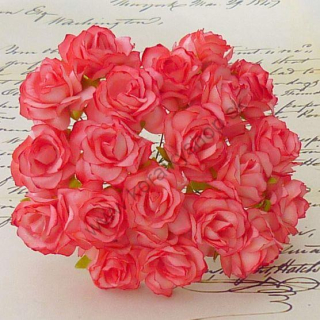 Papierový kvet - divá ruža - 30 mm - červená/ružová - 5 ks
