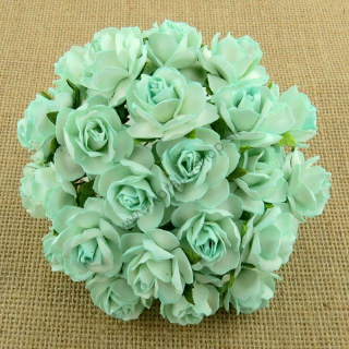 Papierový kvet - divá ruža - 30 mm - pastelová zelená - 5 ks