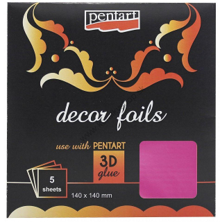 Dekoračná fólia Pentart - 14x14 cm - metalická ružová - 5 ks/bal.