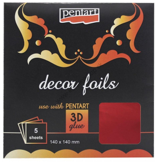 Dekoračná fólia Pentart - 14x14 cm - metalická červená - 5 ks/bal.
