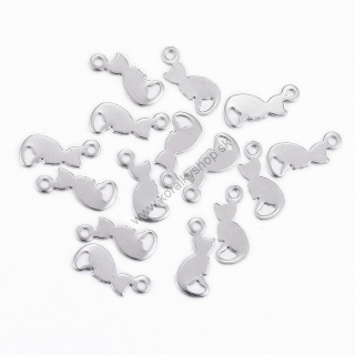 Prívesok mačka - chir. oceľ - 6 x 13 mm - 1ks