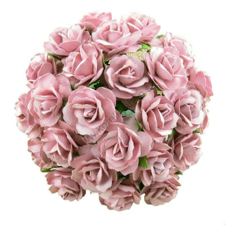 Papierový kvet - divá ruža - 30 mm - ružová - 5 ks