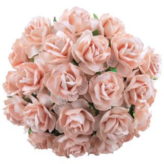 Papierový kvet - divá ruža - 30 mm - svetlá ružová - 5 ks