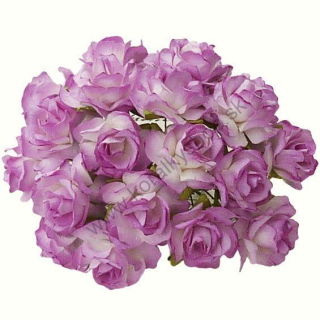 Papierový kvet - divá ruža - 30 mm - ružová/smotanová - 5 ks