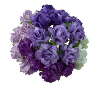 Papierový kvet - divá ruža - 30 mm - mix fialová - 5 ks