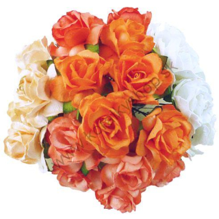 Papierový kvet - divá ruža - 30 mm - mix oranžová - 5 ks