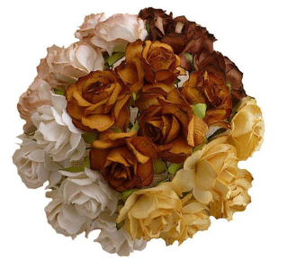 Papierový kvet - divá ruža - 30 mm - mix hnedá - 5 ks