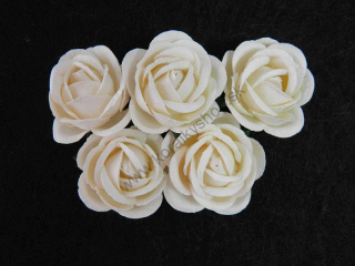 Papierový kvet - ruža - 35 mm - smotanová - 5 ks