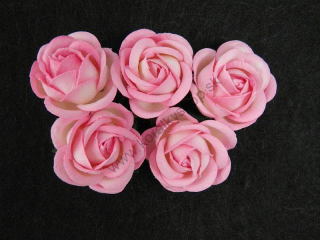 Papierový kvet - ruža - 35 mm - ružová/smotanová - 5 ks