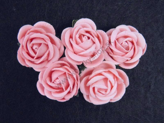 Papierový kvet - ruža - 35 mm - ružová - 5 ks