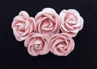 Papierový kvet - ruža - 35 mm - ružová - 5 ks