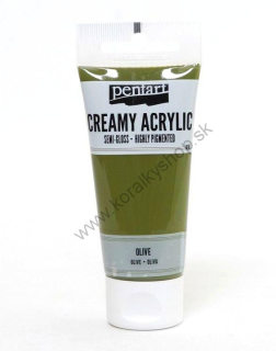 Akrylová farba - krémová - pololesklá - olivová - 60 ml