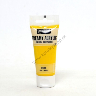 Akrylová farba - krémová - pololesklá - žltá - 60 ml