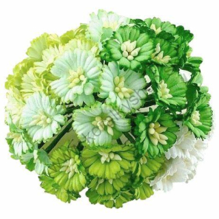 Papierový kvet - cosmos - cca 25 mm - zelená mix - 5 ks