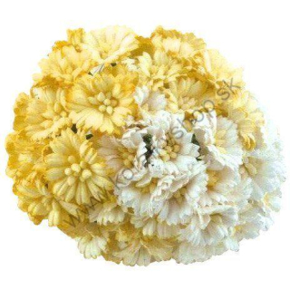 Papierový kvet - cosmos - cca 25 mm - žltá mix - 5 ks