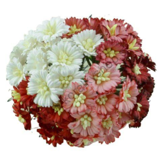 Papierový kvet - cosmos - cca 25 mm - červená mix - 5 ks