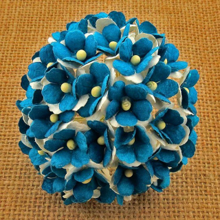 Papierový kvet - sweetheart - 15 mm -modrá - 10 ks