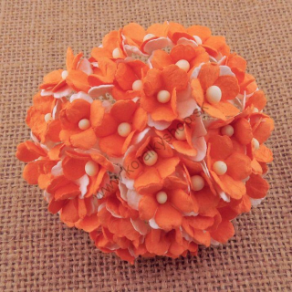 Papierový kvet - sweetheart - 15 mm - oranžová - 10 ks