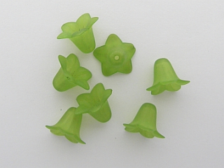 Plastové korálky - zvonček - zelená -5 ks