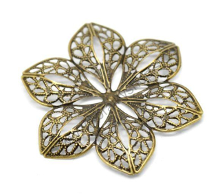 Kovový filigrán - kvet-  pr. 60 mm - starobronz - 1ks
