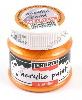 Akrylová farba - metalická - pomarančová - 50 ml