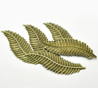 Kovový filigrán - list - 30 x 85 mm - starobronz - 1ks