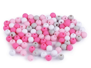 Plastové korálky - 6 mm - mix ružová - 100 ks