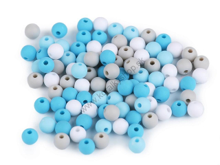 Plastové korálky - 6 mm - mix modrá - 100 ks