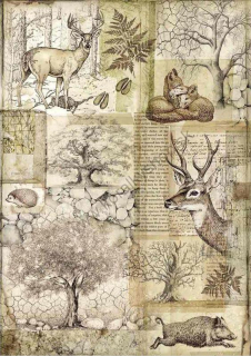Ryžový papier - A4 - Forest deer and wild boar