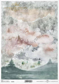 Ryžový papier - A4 - zimná krajina - motív R1525