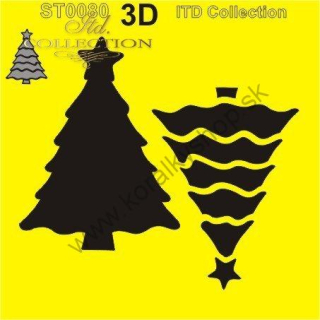 Plastová šablóna - 3D - 16 x 16 cm - vianočný stromček - č.80