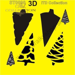 Plastová šablóna - 3D - 16 x 16 cm - vianočný stromček - č.90