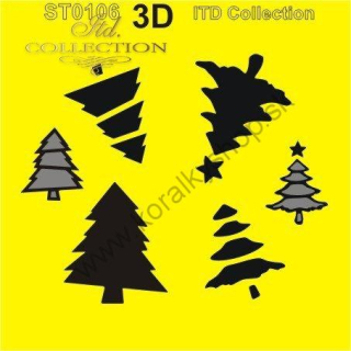 Plastová šablóna - 3D - 16 x 16 cm - vianočný stromček - č. 106