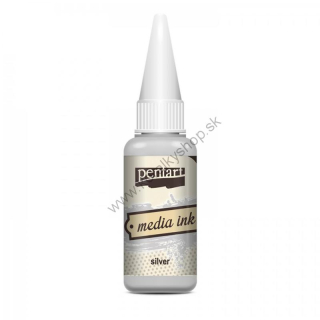 Atrament MEDIA INK - strieborná - 20 ml