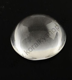 Sklenený kabošon - 18 mm, výška 8 mm - crystal - 1 kus