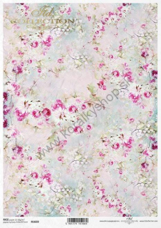 Ryžový papier - A4 - akvarelové kvety tapeta - motív R1668