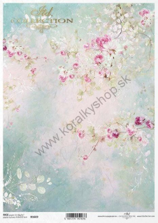 Ryžový papier - A4 - akvarelové kvety tapeta - motív R1669