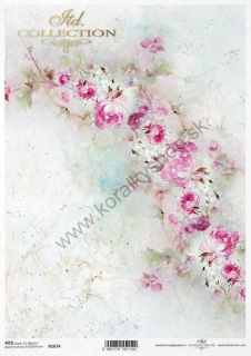 Ryžový papier - A4 - akvarelové kvety tapeta - motív R1674