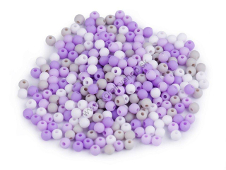 Plastové korálky - 4 mm - mix fialová - 20 g