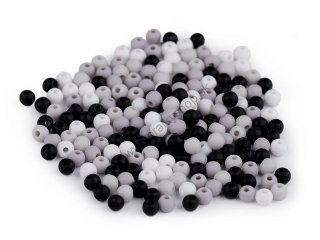 Plastové korálky - 4 mm - mix sivá - 20 g