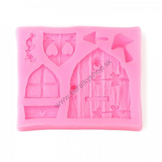 Silikónová forma - dvere a okná - 10,2 x 8,7 x 1,4 cm