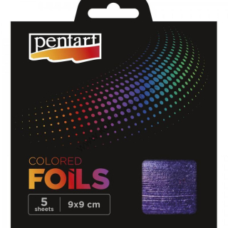 Metalické plátky Pentart -  9 x 9 cm - fialová - 5 ks/bal.