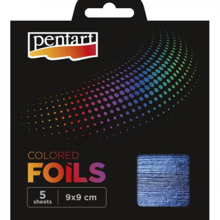 Metalické plátky Pentart -  9 x 9 cm - modrá - 5 ks/bal.