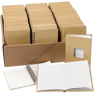Papierový zápisník čistý s okienkom - A6 cm - hnedá - 80 listov