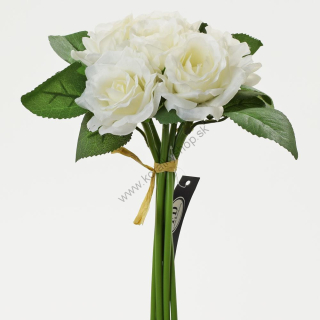 Kytica ruže - 24 cm - biela - 6 ks/zväzok